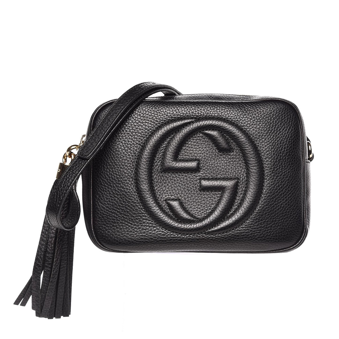 Pebbled Calfskin Small Soho Disco Bag Black