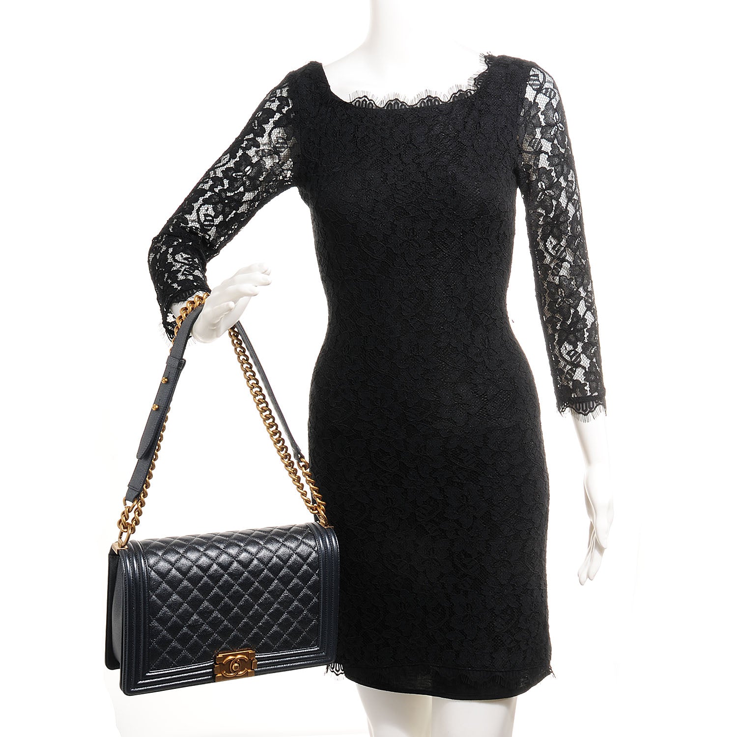 Chanel Pearl Calfskin New Medium Boy Flap Dark Grey 2 of 8