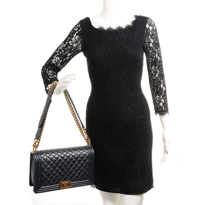 Chanel Pearl Calfskin New Medium Boy Flap Dark Grey 2 of 8