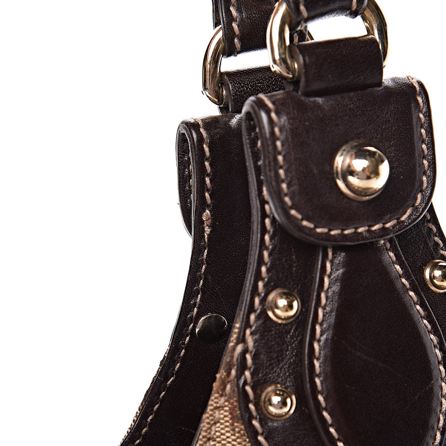 Monogram Studded Medium Pelham Tote Dark Brown