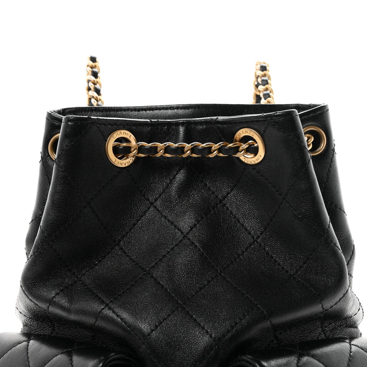 Chanel Shiny Lambskin Quilted Double Pocket Backpack Black 8 of 10