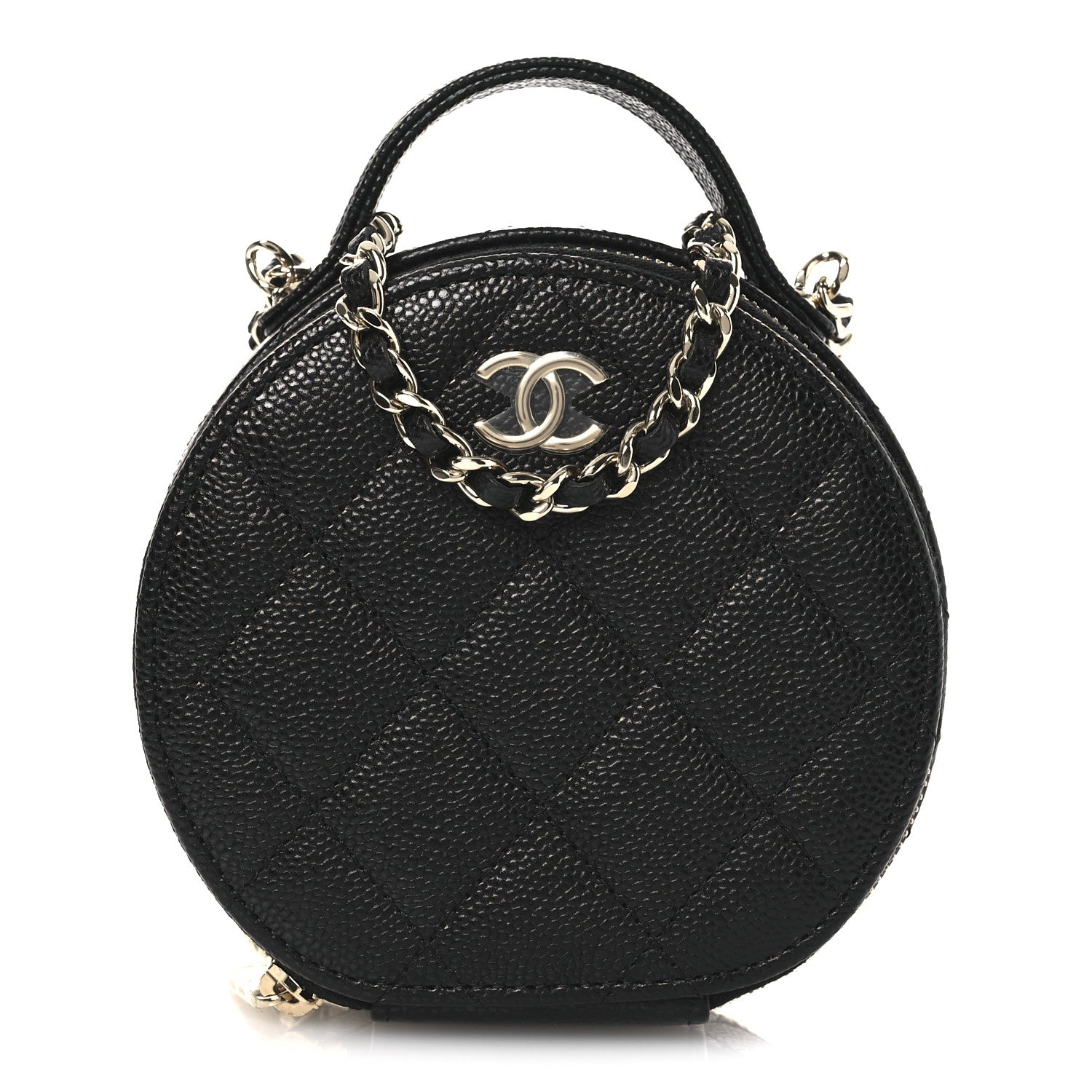 Chanel Caviar Quilted Round Handle With Care Vanity With Chain Black 1 of 12