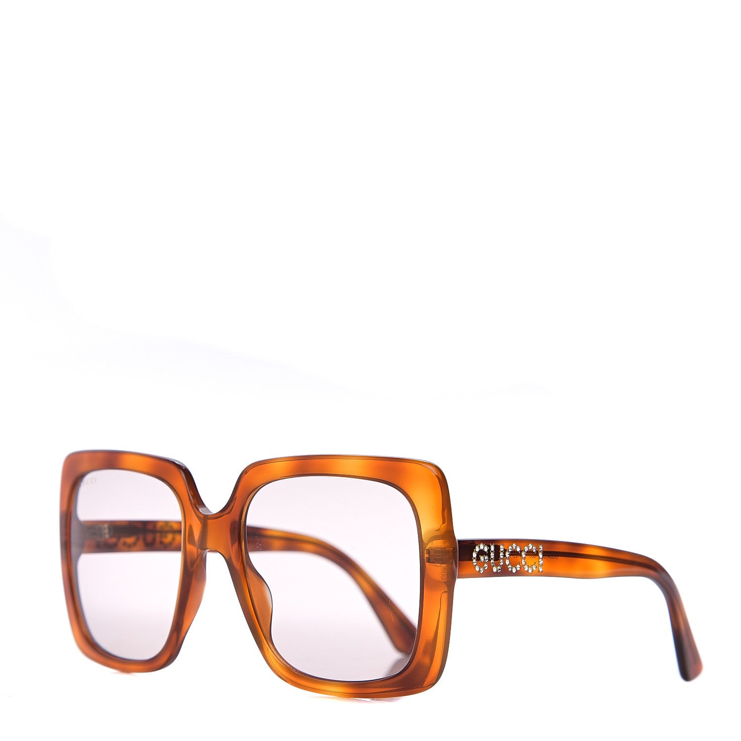Gucci Crystal Square Frame Sunglasses GG0418S Tortoiseshell 1 of 8