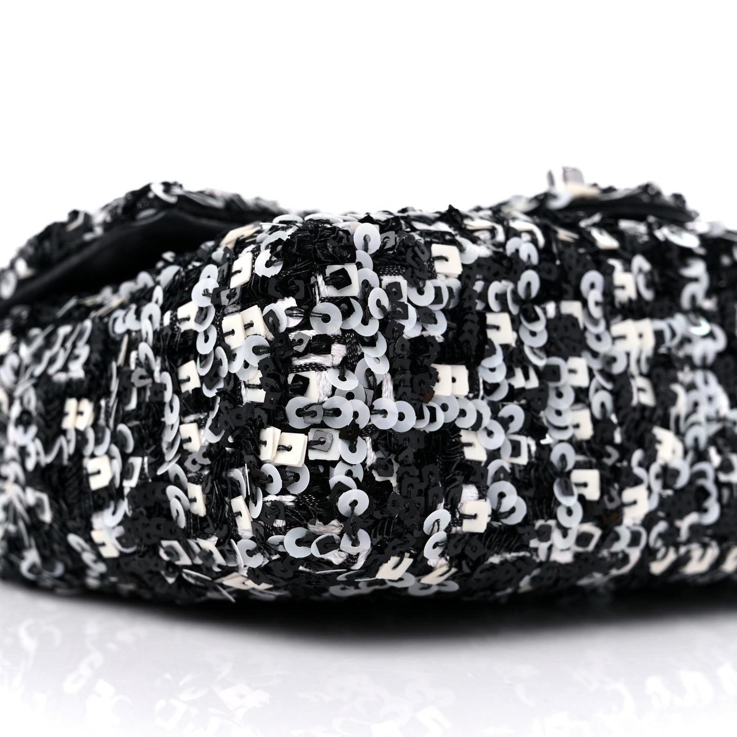 Sequin Lambskin Mini Flap Silver Black