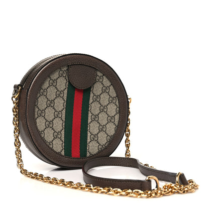 Gucci GG Supreme Monogram Web Mini Ophidia Round Shoulder Bag Brown 3 of 10