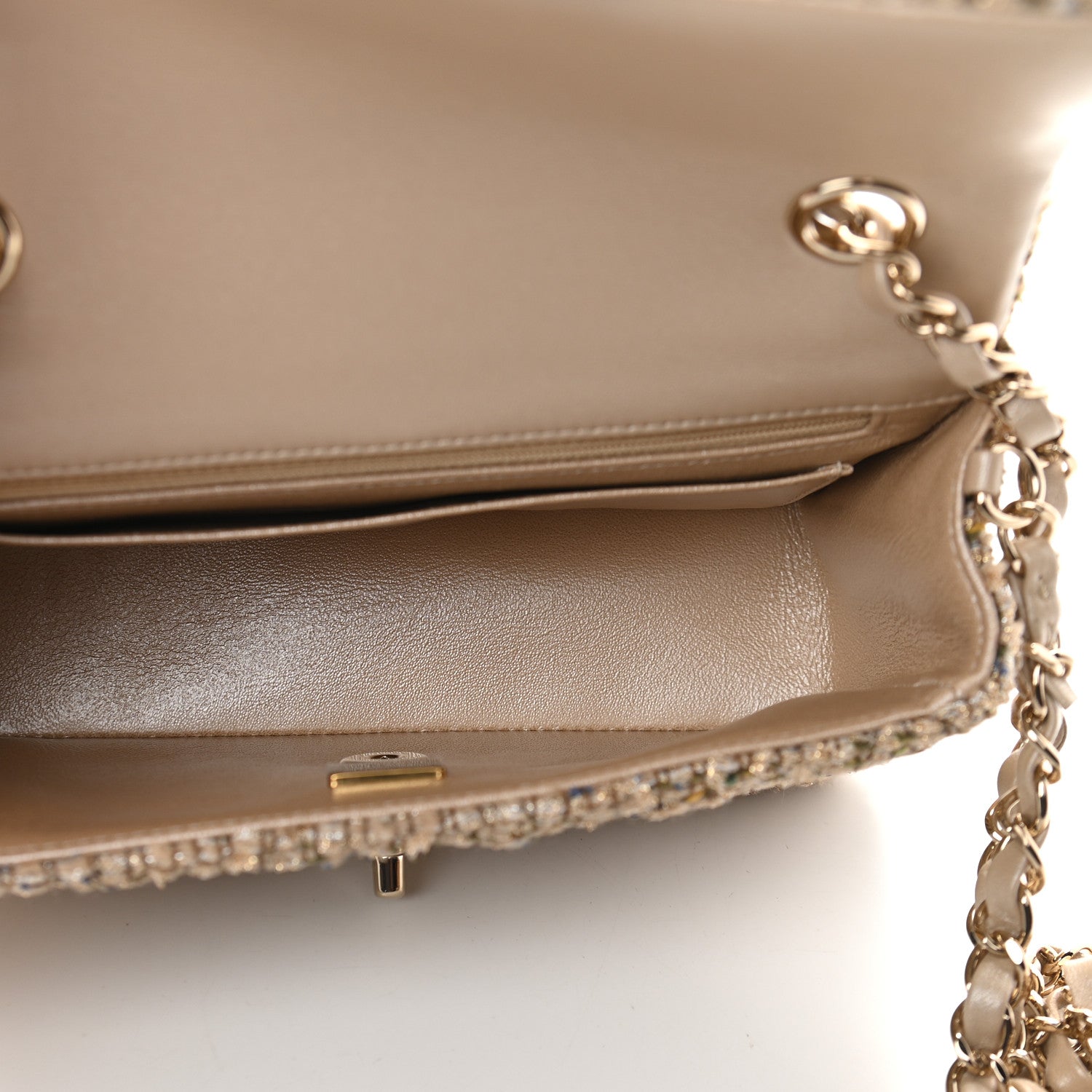 Chanel Tweed Quilted Mini Rectangular Flap Beige 5 of 9