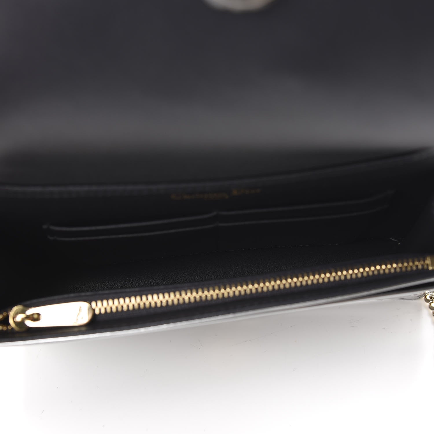 Christian Dior Metallic Patent Micro-Cannage Diorama Wallet on Chain Pouch Silver 5 of 10