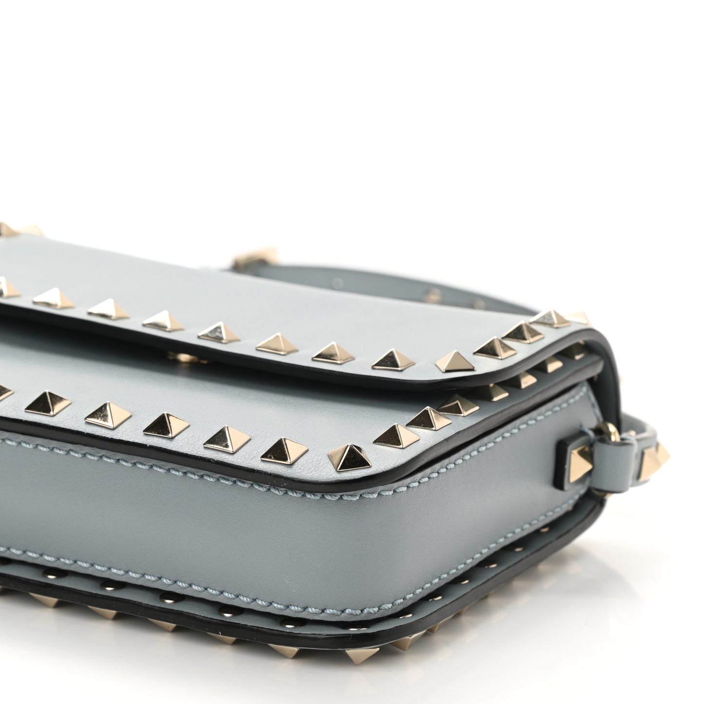 Vitello Rockstud Flap Crossbody Bag London Stone
