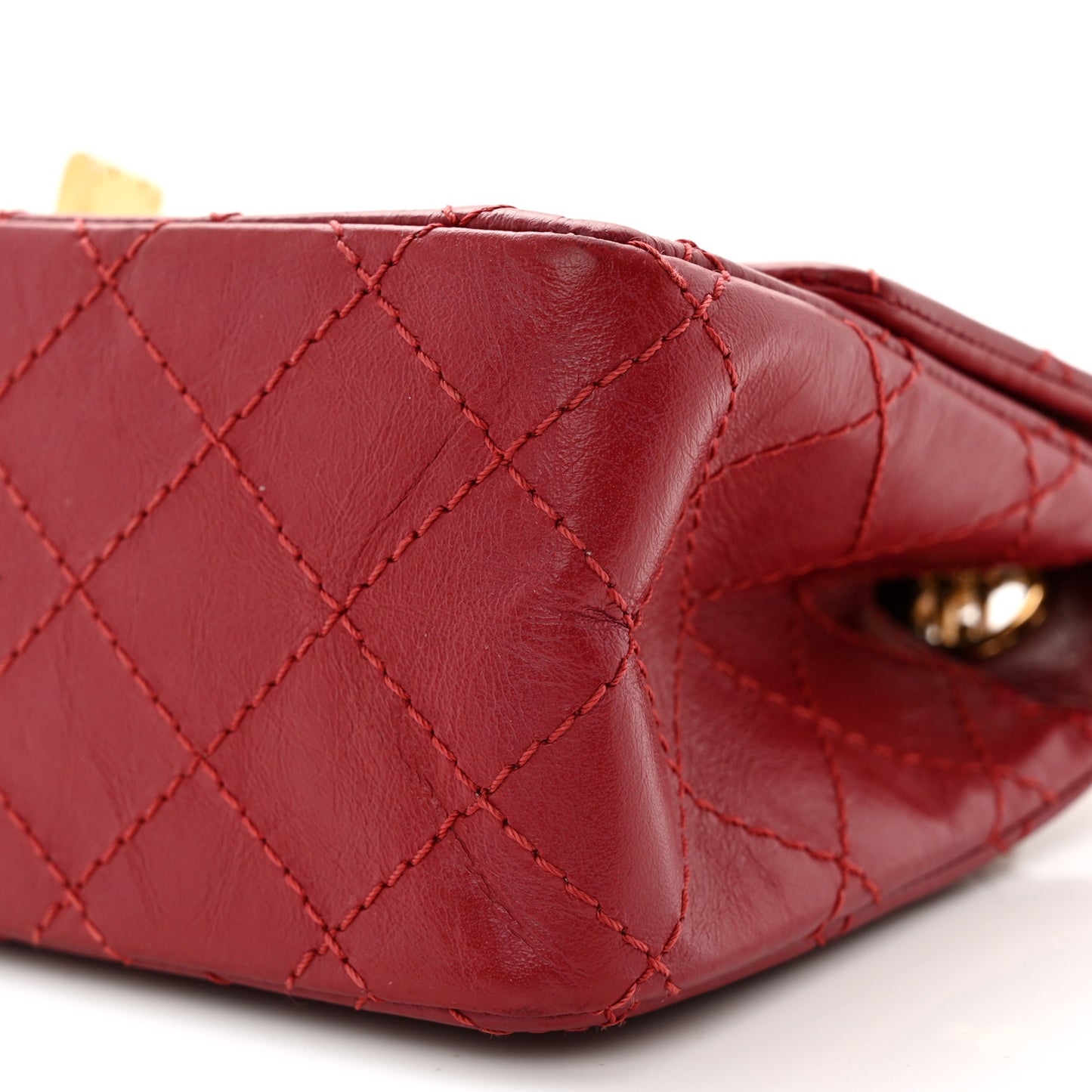 Aged Calfskin Quilted 2.55 Reissue Mini Flap Red
