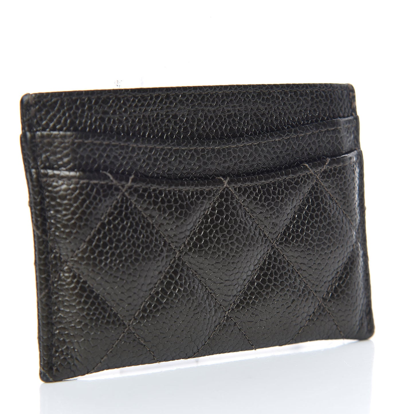 Caviar Quilted Card Holder Dark Green