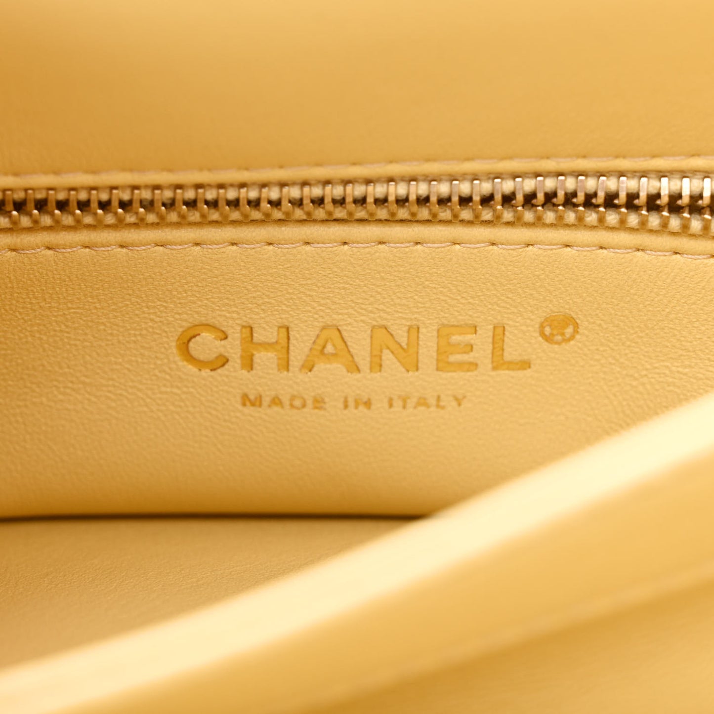 Shearling Lambskin Quilted Chain Top Handle Flap Yellow