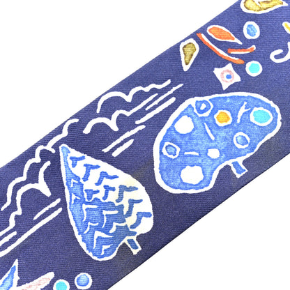 Hermes Silk Isola Di Primavera Twilly Marine Kaki White 6 of 6