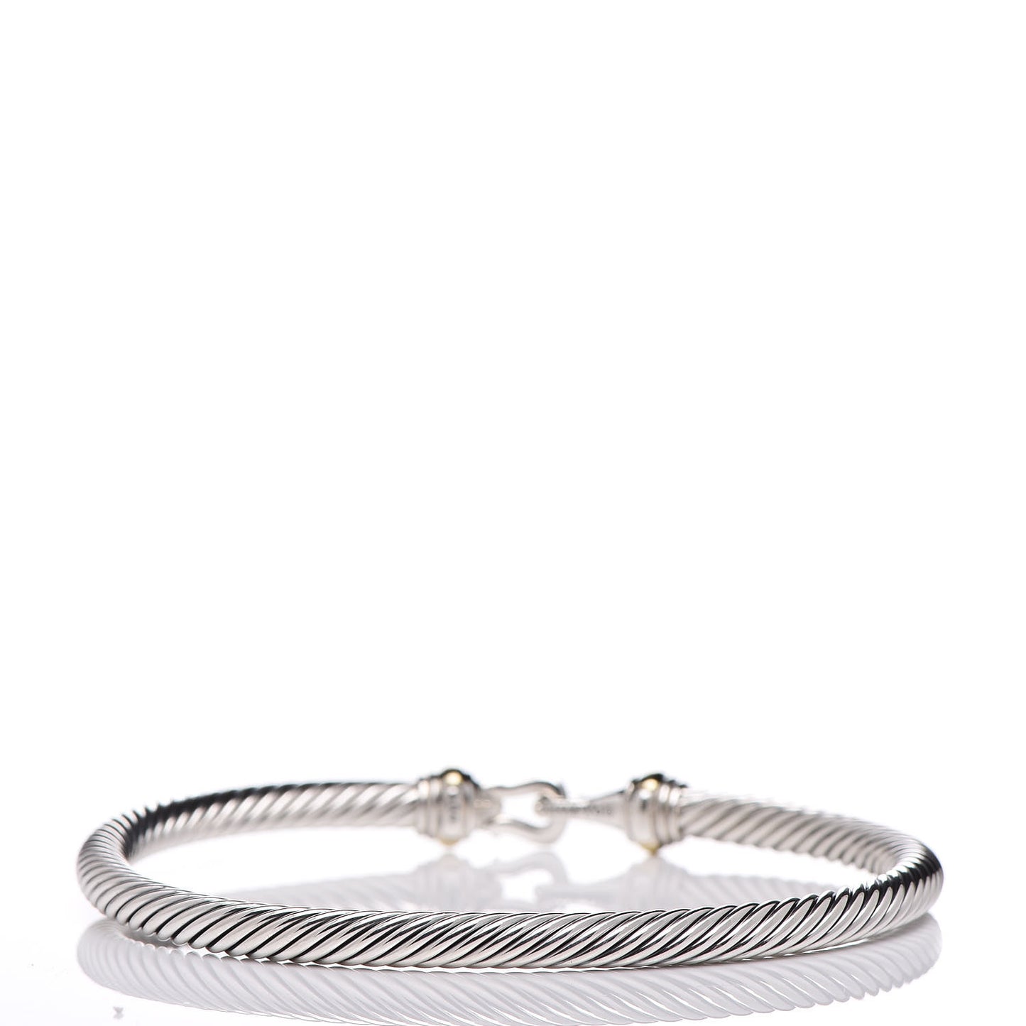 Sterling Silver 18K Yellow Gold 4mm Cable Buckle Bracelet