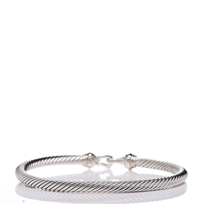 David Yurman Sterling Silver 18K Yellow Gold 4mm Cable Buckle Bracelet 3 of 6