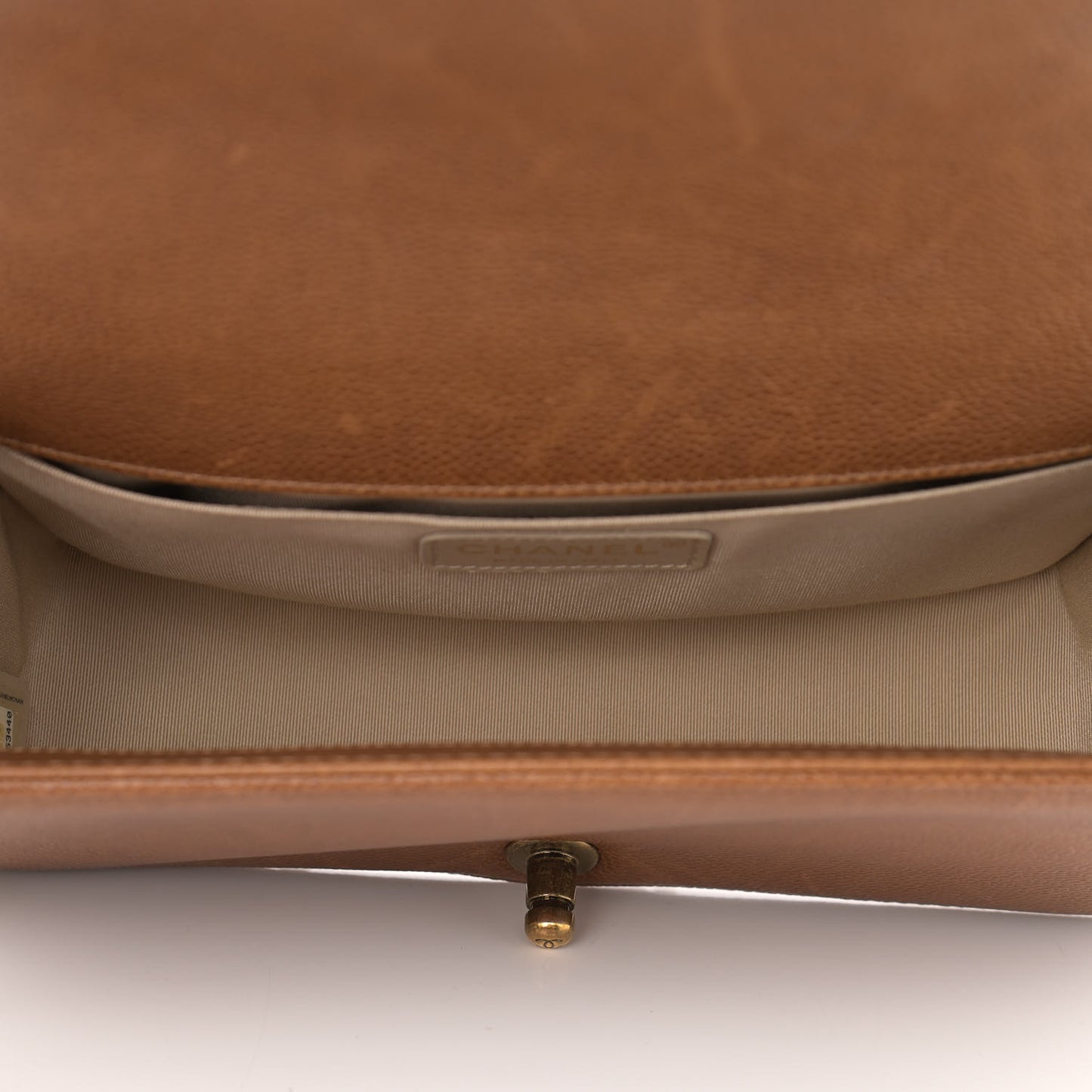 Caviar Quilted Medium Boy Flap Light Brown