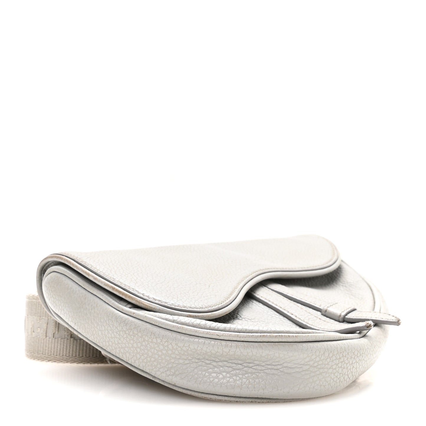 Grained Calfskin Mens Mini Saddle Bag Gray