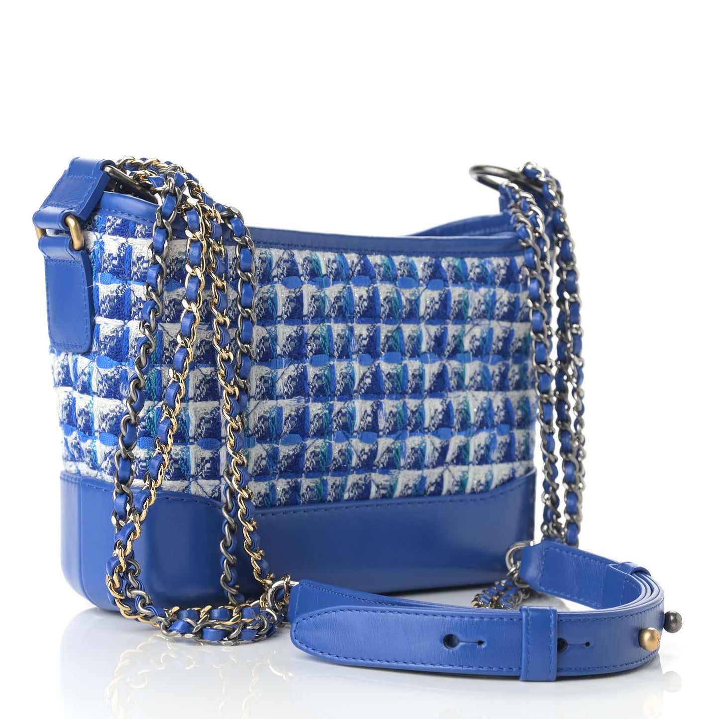 Tweed Calfskin Small Gabrielle Hobo Royal Blue