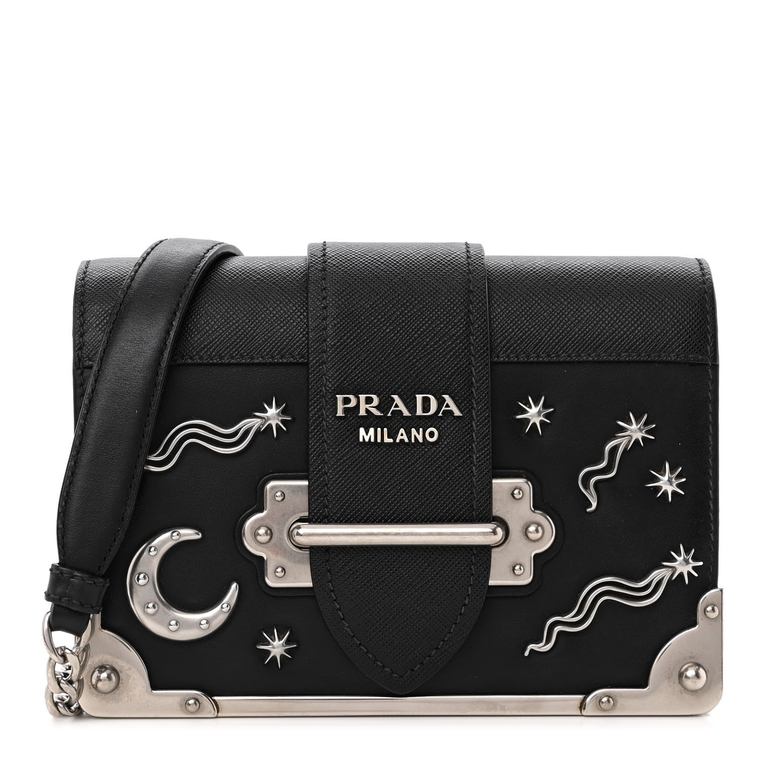 Prada City Calf Saffiano Cahier Astrology Bag Black 1 of 9