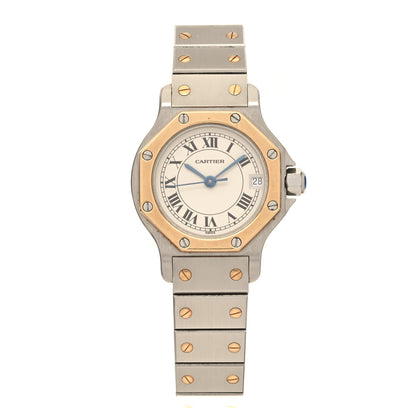 Cartier Stainless Steel 18K Yellow Gold 25mm Santos Octagon Quartz Watch 1 of 4