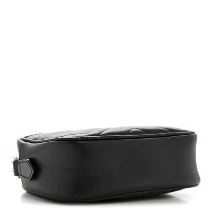 Gucci Calfskin Matelasse Mini GG Marmont Chain Shoulder Bag Black 4 of 14