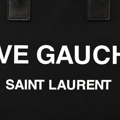 Saint Laurent Linen Calfskin Rive Gauche Tote Black 8 of 12