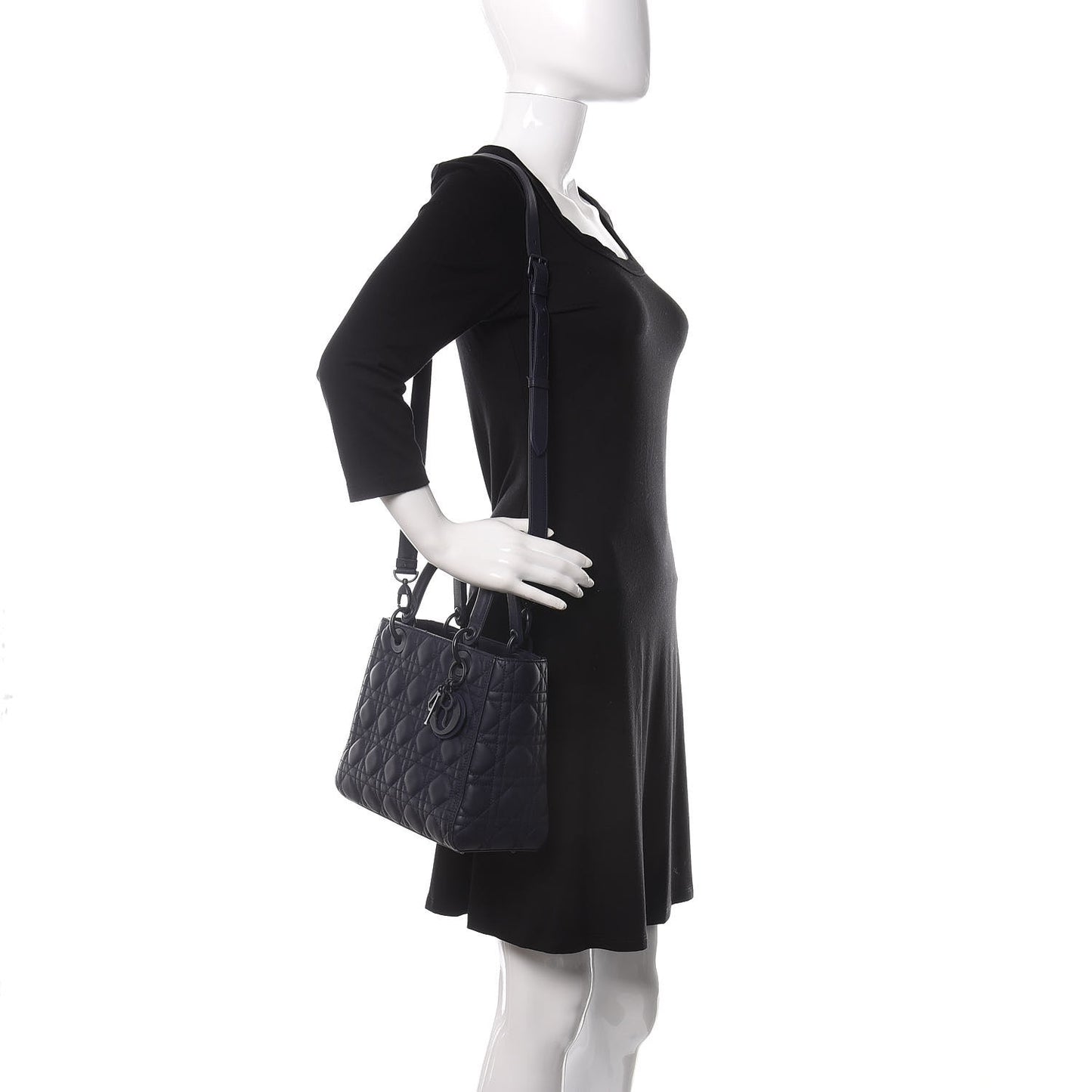 Ultra Matte Calfskin Cannage Medium Lady Dior Blue