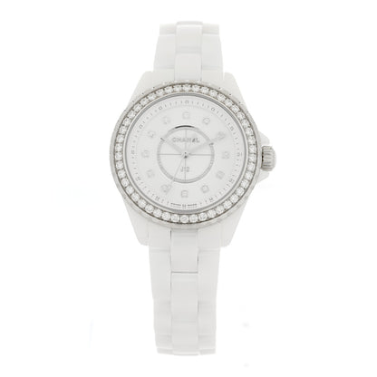 Chanel Stainless Steel Ceramic Diamond Bezel 33mm J12 Quartz Watch White 1 of 5