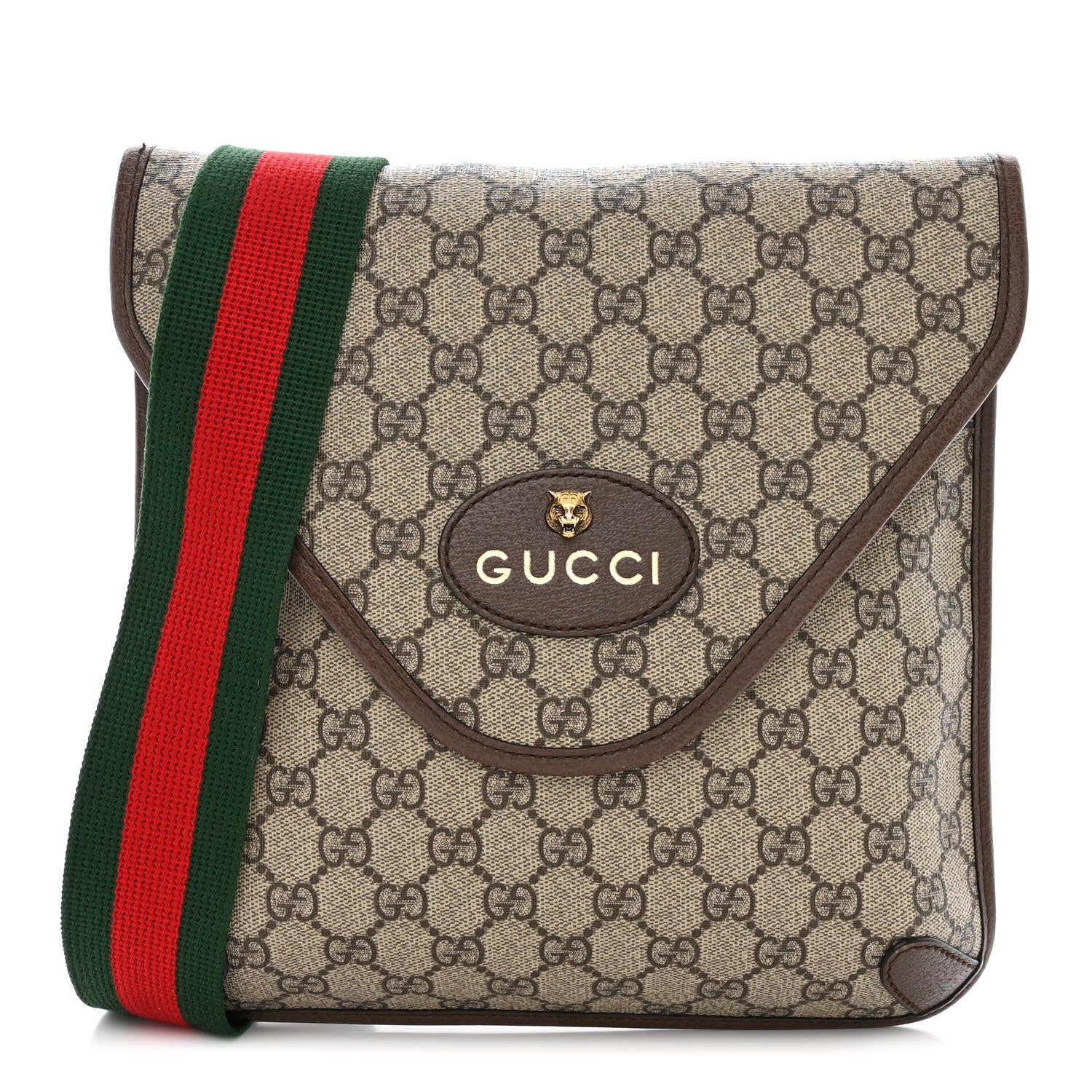 Gucci GG Supreme Monogram Web Medium Neo Vintage Flap Messenger Bag Beige New Acero 1 of 14