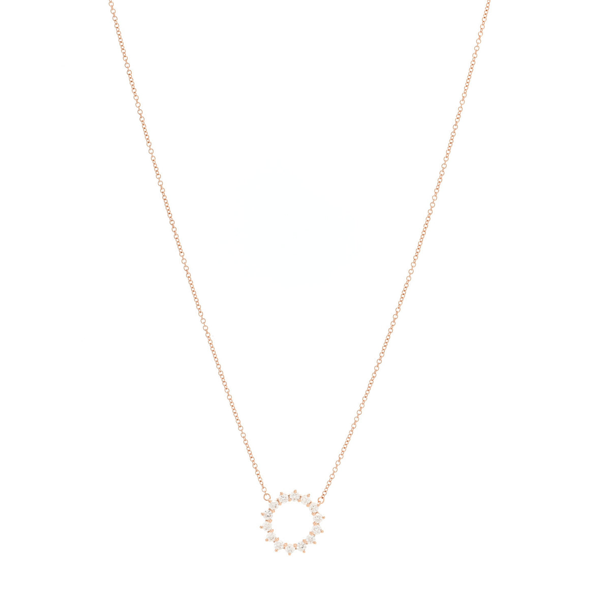 Tiffany 18K Rose Gold Diamond Small Open Circle Pendant Necklace 1 of 7