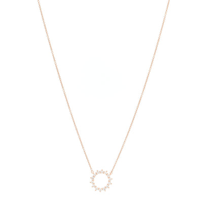 Tiffany 18K Rose Gold Diamond Small Open Circle Pendant Necklace 1 of 7