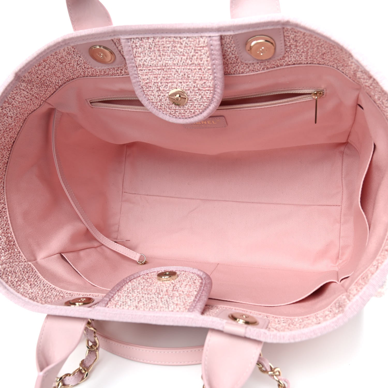 Chanel Lurex Boucle Deauville Medium Tote Pink 4 of 9
