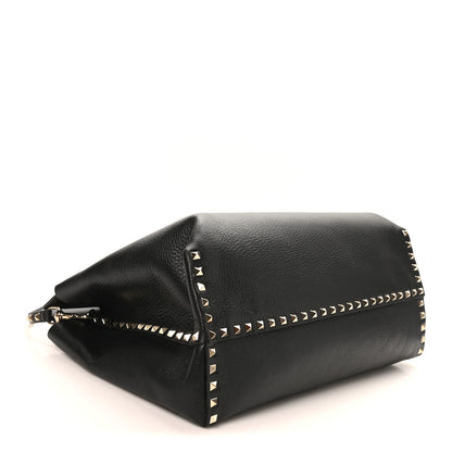 Valentino Garavani Grained Calfskin Rockstud Flip Lock Briefcase Tote  Black 4 of 9