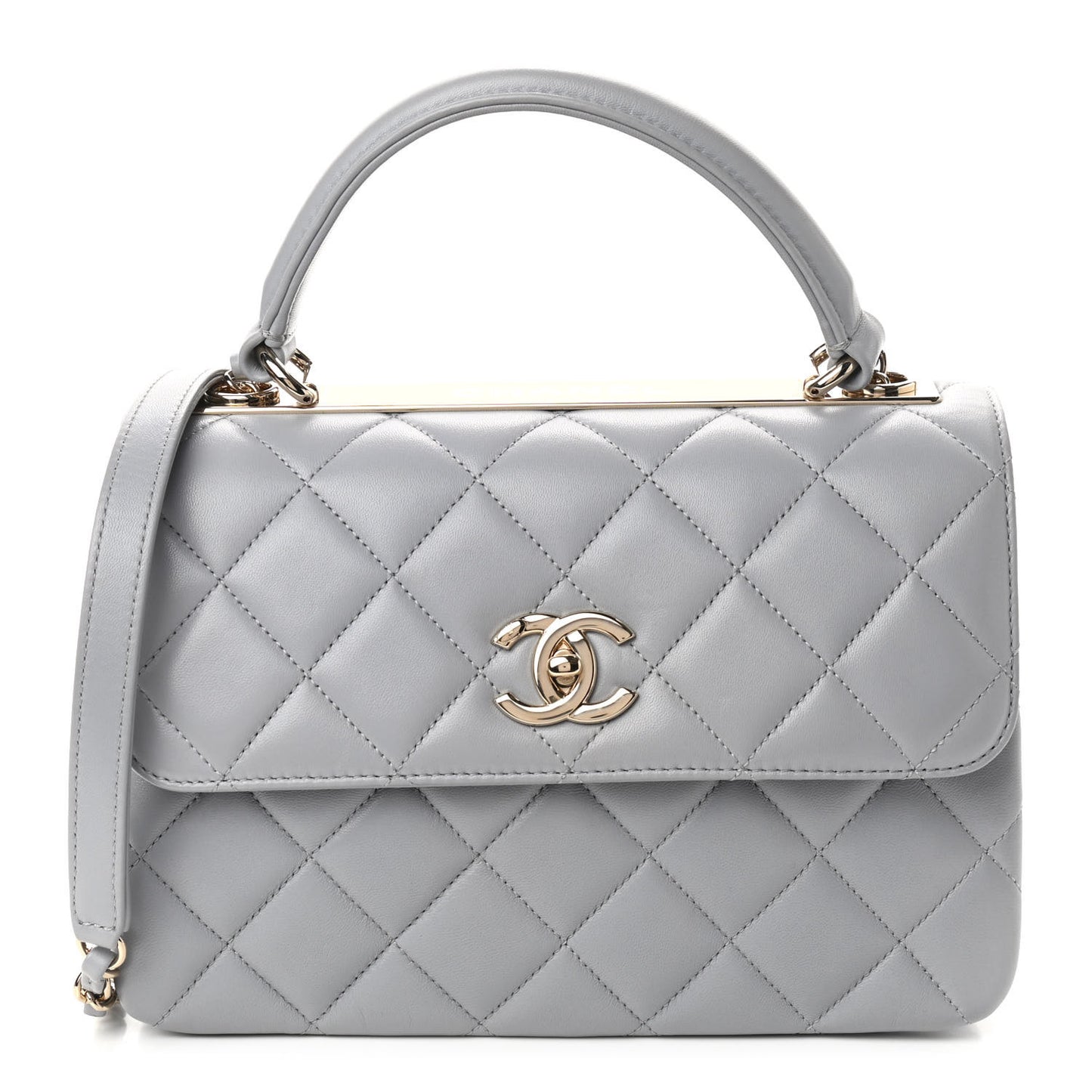 Lambskin Quilted Small Trendy CC Flap Dual Handle Bag Grey
