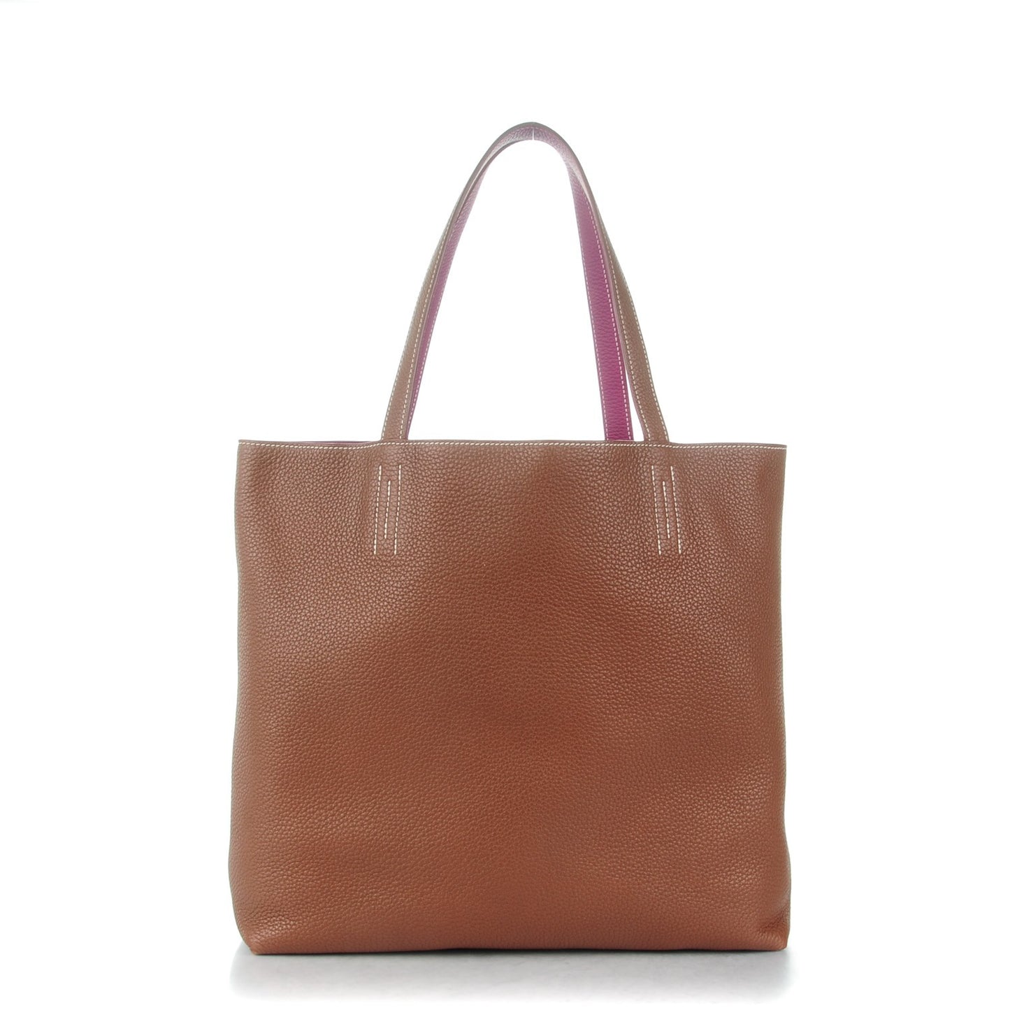 Taurillon Clemence Double Sens 45 Reversible Tote Marron Tosca