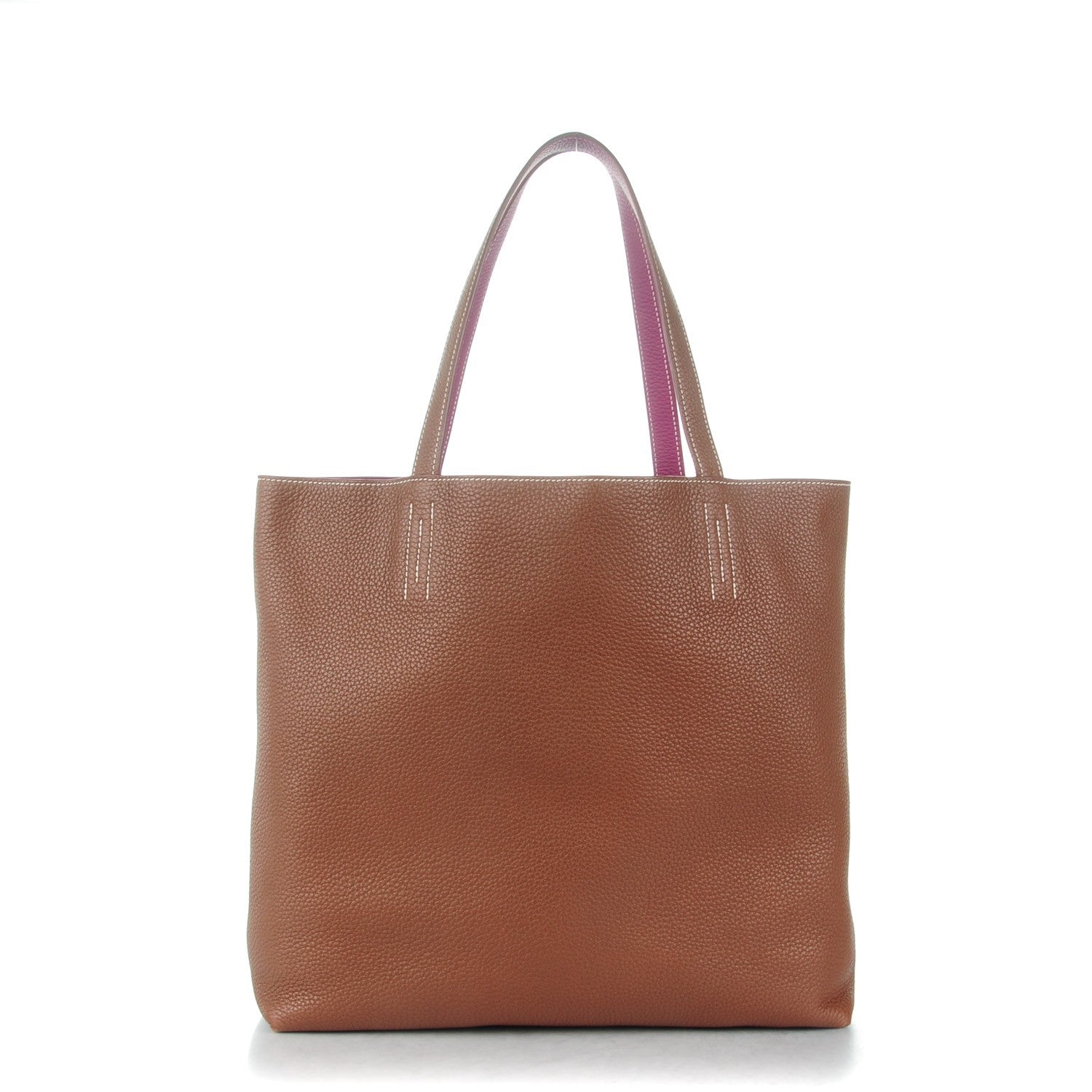 Hermes Taurillon Clemence Double Sens 45 Reversible Tote Marron Tosca 1 of 7