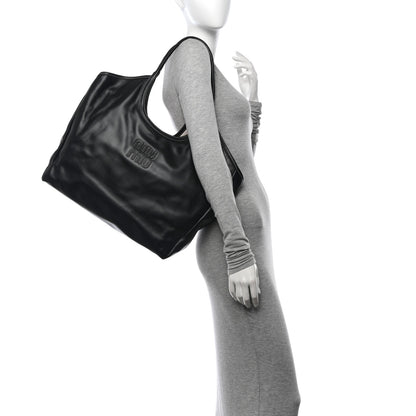 Miu Miu Soft Calf Softy Large Ivy Tote Bag Black 2 of 10