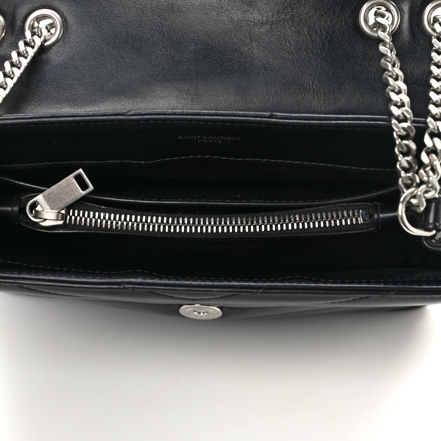 Saint Laurent Calfskin Y Quilted Monogram Small Loulou Chain Satchel Black 14 of 15