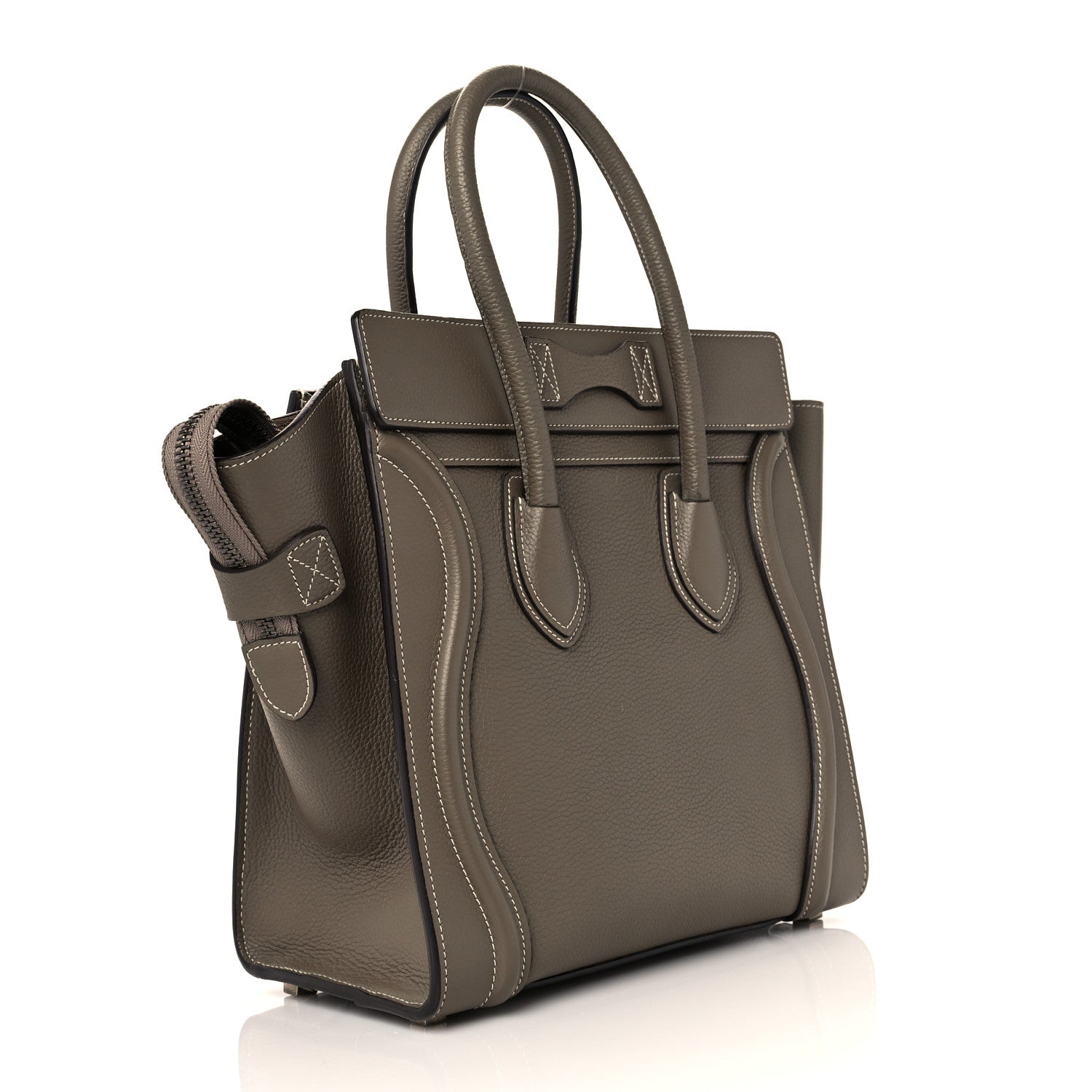 Celine Drummed Calfskin Micro Luggage Souris 2 of 8