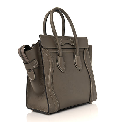 Celine Drummed Calfskin Micro Luggage Souris 2 of 8