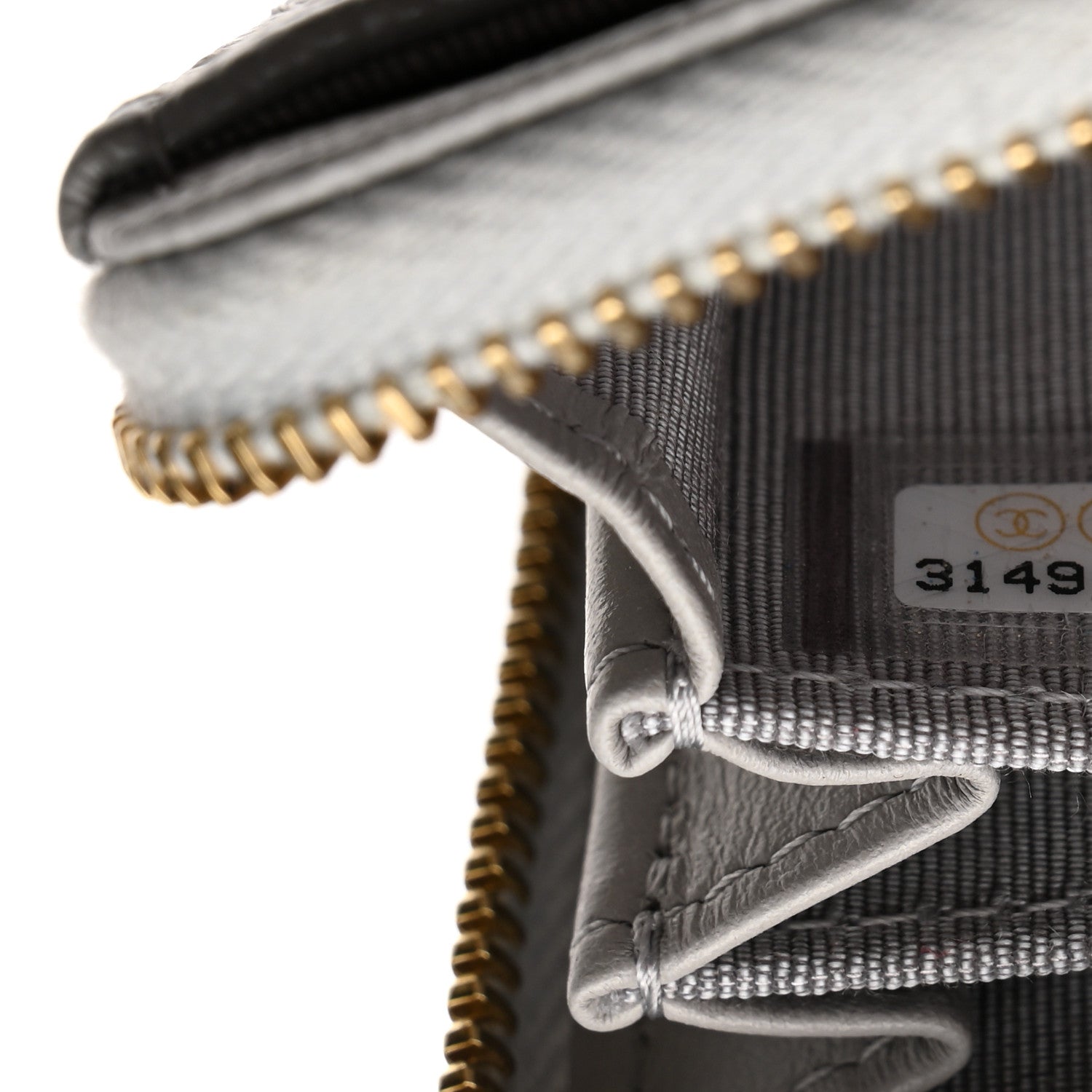 Chanel Caviar Quilted Zip Coin Purse Grey 7 of 9