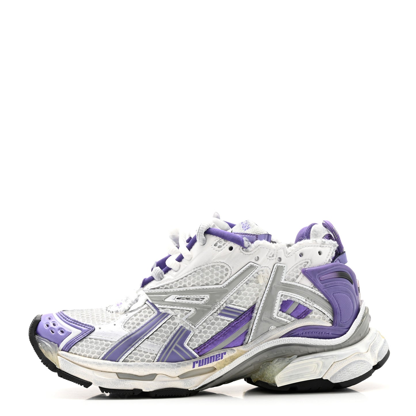 Mesh Rubber Womens Runner Sneakers 39 Purple Grey White Black