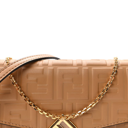 Fendi Vitello Ceylon Bi-Color FF 1974 Embossed FF Diamonds Chain Wallet Miele Scuro 7 of 9