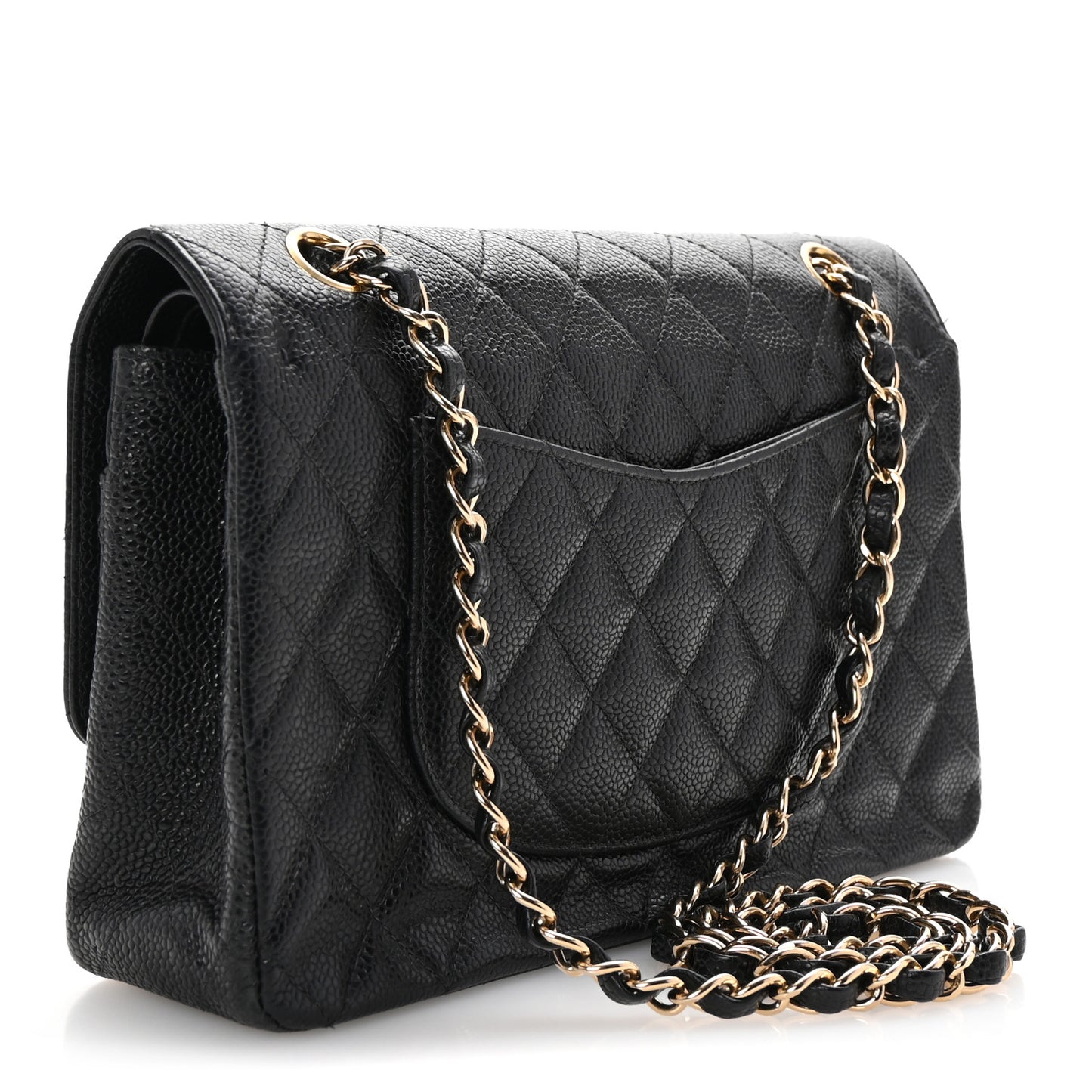 Caviar Quilted Medium Double Flap Black