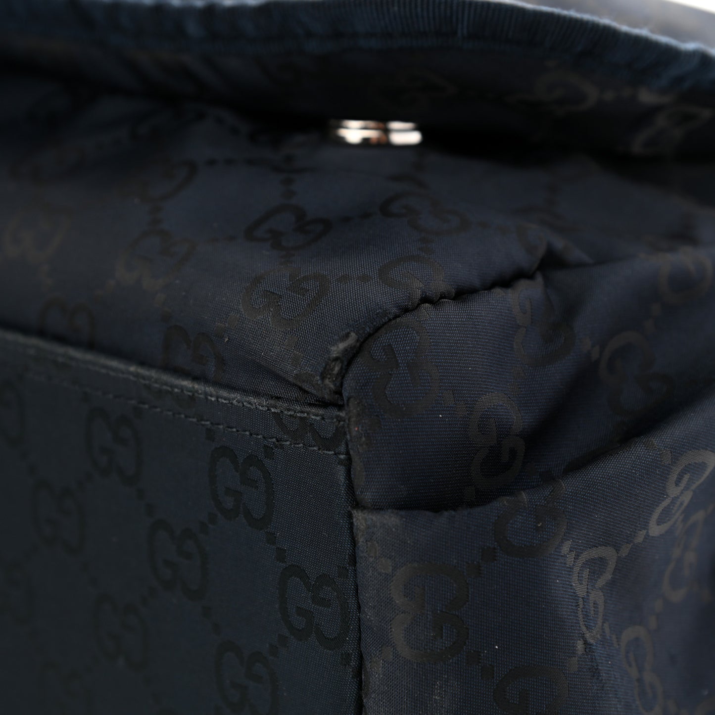 Nylon Monogram Messenger Diaper Bag Navy