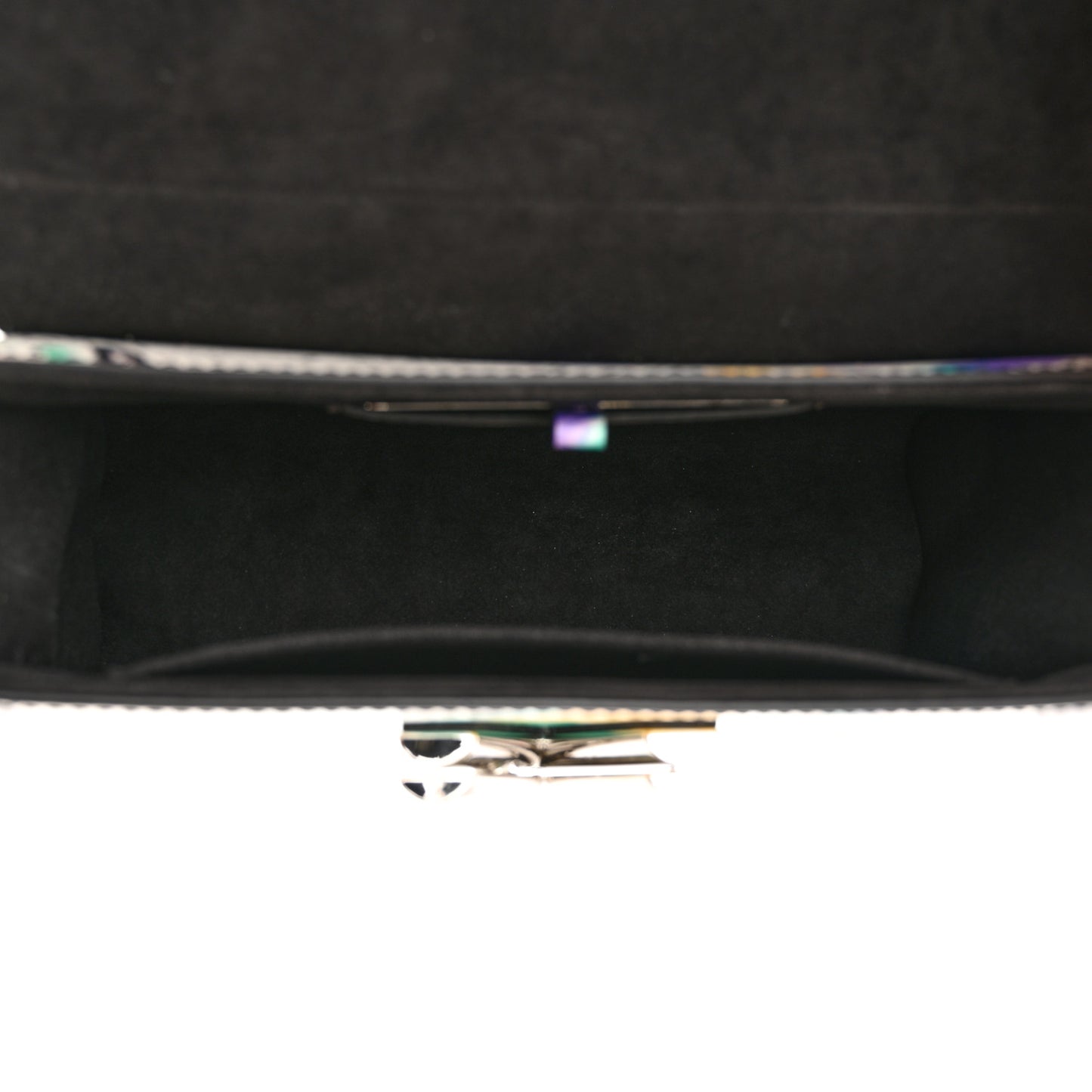 Calfskin Splash Print Twist Shoulder Bag MM White