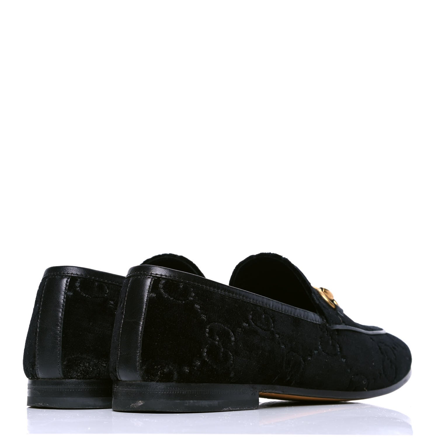 Gucci Velvet GG Monogram Horsebit Womens Jordaan Loafers 37 Black 3 of 4