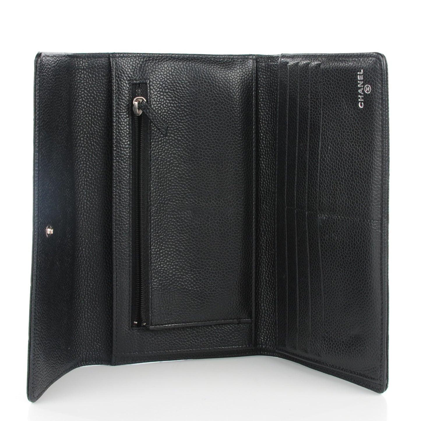 Caviar Quilted Large Flap Wallet Black