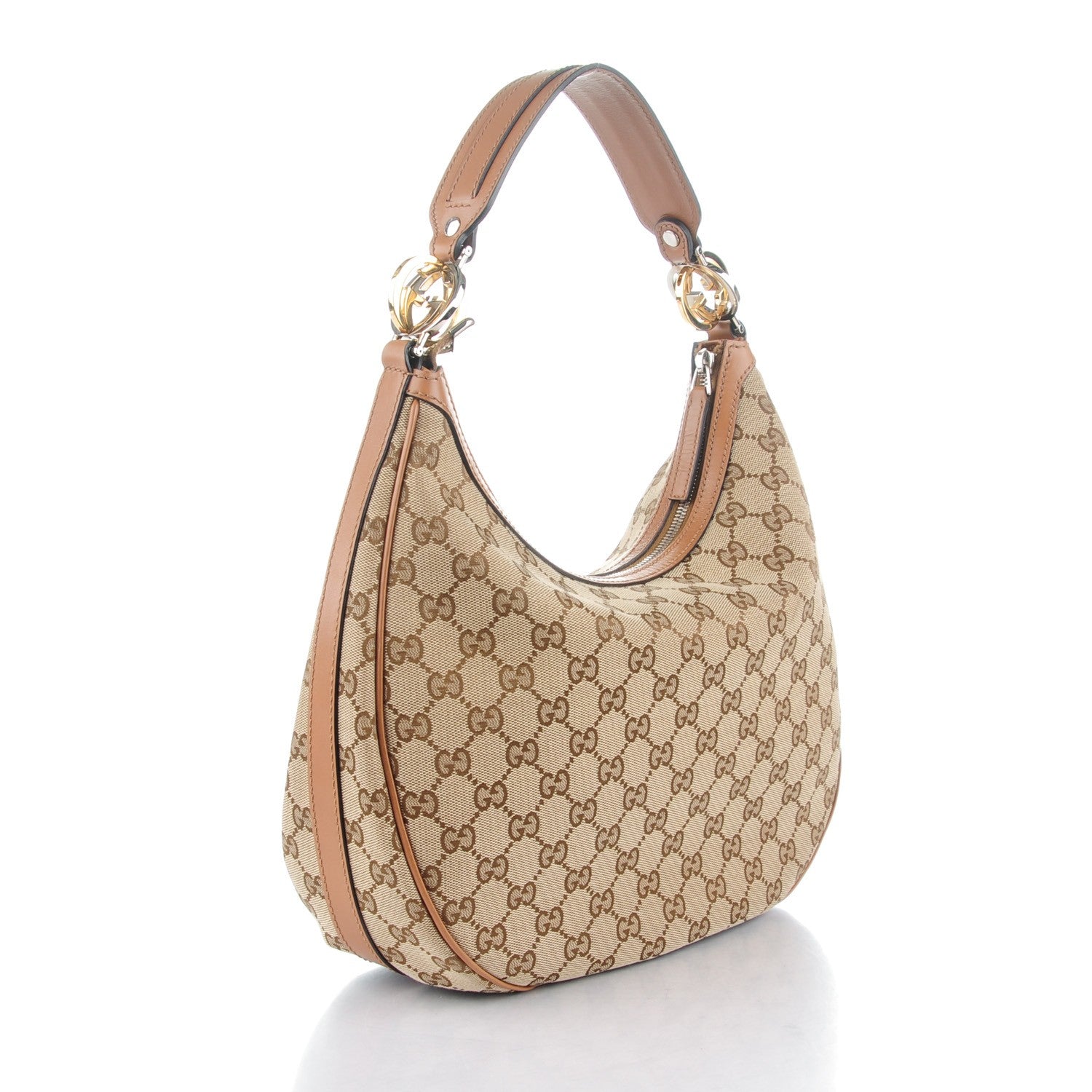 Gucci Monogram Medium GG Twins Hobo Tan 3 of 7