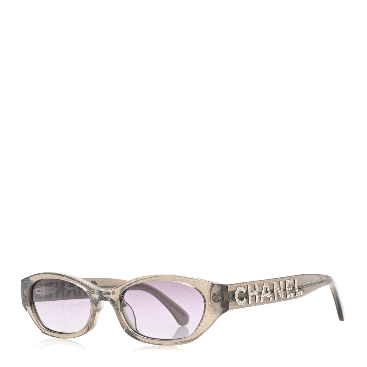 Chanel Acetate Glitter Rectangle Sunglasses 71280A Silver 1 of 8
