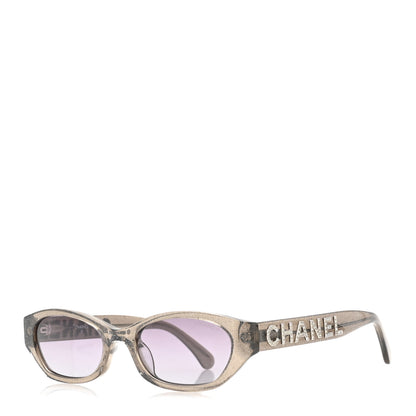 Chanel Acetate Glitter Rectangle Sunglasses 71280A Silver 1 of 8